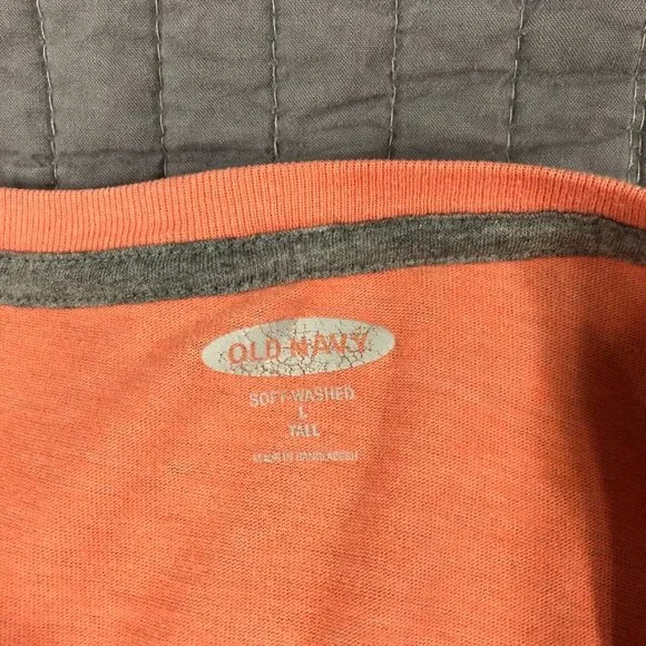 4/$15 Old Navy T Shirt Men Large Tall Coral Soft Washed Tee - Picture 3 of 16